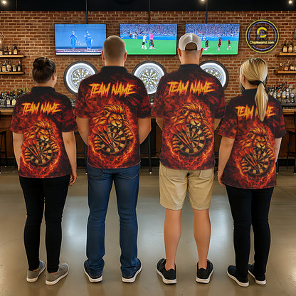 Lion Fire Flame Dartboard & Arrow Women Darts 1/4-Zip Shirt Personalized Red Grunge Darts Jerseys NYN2599
