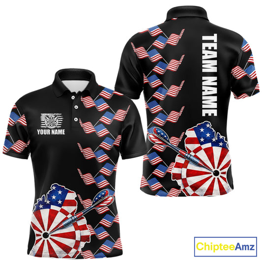 Custom American Flag Pattern Dartboard Darts Polo Shirts For Men Patriotic Darts Team Jerseys NYN2756