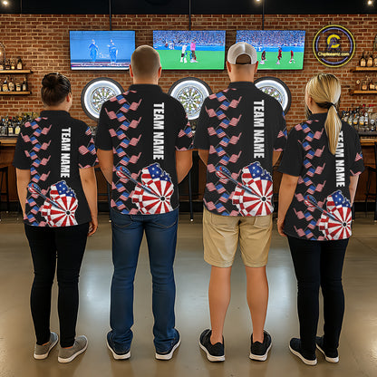 Custom American Flag Pattern Dartboard Darts Quarter-Zip Shirts For Men Patriotic Darts Team Jerseys NYN2756