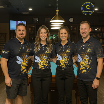 Yellow Hexagon Funny Bee 8 Ball & 9 Ball Pool Billiard Jerseys For Men Custom Billiard Team Appeal NYN2758