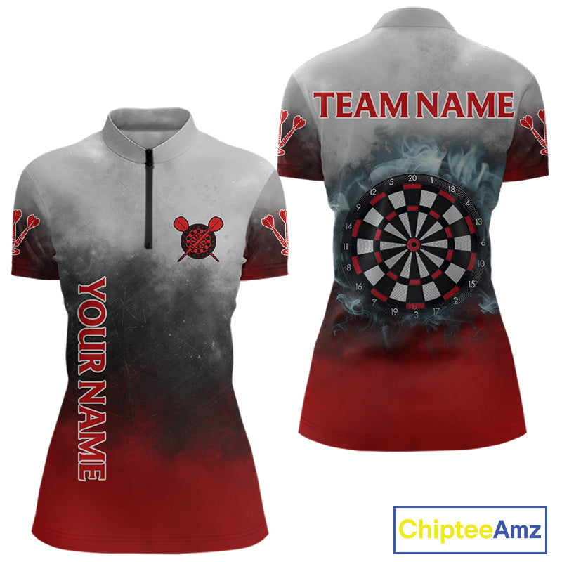 Custom Red And Blue Smoke Dartboards Dart Shirts For Men Grunge Dart Women Jerseys NYN0060