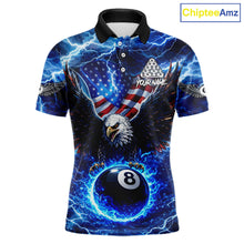 Load image into Gallery viewer, US Flag Eagle Thunder Blue Pool 8 Ball Men Billiard Shirt Custom Patriotic Billiard Team Attire NYN2604