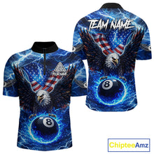 Load image into Gallery viewer, US Flag Eagle Thunder Blue Pool 8 Ball Men Billiard Shirt Custom Patriotic Billiard Team Attire NYN2604