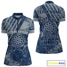 Load image into Gallery viewer, Keep Clam And Plays Dart Custom Blue Grunge Dart Shirts For Women, Dart Team Jerseys NYN0065