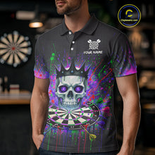 Load image into Gallery viewer, Grunge Pink Ribbon Dartboard Custom Breast Cancer Awareness Darts Polo Shirt For Men NYN1825