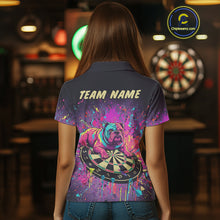 Load image into Gallery viewer, Custom Purple Bulldog Splatter Dartboard Women Darts Polo Shirt Funny Colorful Dart Jerseys NYN1828