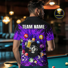 Load image into Gallery viewer, Purple Splatter Paint Pool 8 Ball Billiard Shirt For Men Custom Funny Beer 8 Ball Billiard Attire NYN2615
