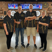 Load image into Gallery viewer, Personalized Black And Gold Wings Dart Arrow Women Darts Quarter-Zip Shirt Custom Dart Team Jersey NYN2619