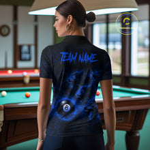 Load image into Gallery viewer, Horror Wolfs Blue Flames Smoke Pool 8 Ball Women Billiard Shirt Custom Ball Billiard Team Attire NYN2622