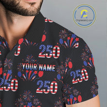 Load image into Gallery viewer, USA 250Th Anniversary Mens Golf Polo Shirt Custom Golf Pattern Patriotic Golf Tops |Black NYN3389