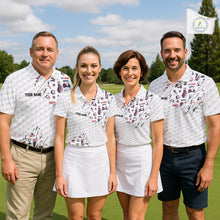Load image into Gallery viewer, USA Anniversary Mens Golf Polo Shirt Custom White Golf Ball Pattern Patriotic Golf Tops NYN3392