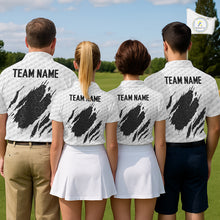 Load image into Gallery viewer, Black Leopard Pattern Mens Golf Polo Shirt Custom White Golf Ball Pattern Golf Team Outfits NYN3393