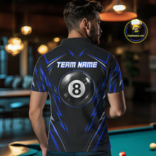 Load image into Gallery viewer, Male billiard player wearing patriotic American flag billiard jersey during league competition, premium sports apparel for veterans, Father's Day gifts and tournament champions, representing leadership, strength and national pride.