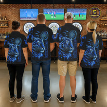 Load image into Gallery viewer, Blue Neon Tiger Lightning Dartboard Women Dart 1/4-Zip Shirts Custom Name &amp; Team Dart Jerseys NYN2100