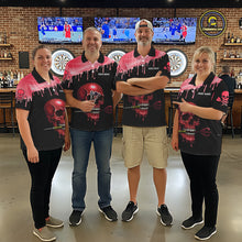 Load image into Gallery viewer, Custom Holographic Red Skull Darts Shirt 1/4-Zip For Women Light Skull Dart League Jerseys NYN2110