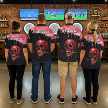 Load image into Gallery viewer, Custom Holographic Red Skull Darts Shirt 1/4-Zip For Women Light Skull Dart League Jerseys NYN2110