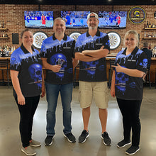 Load image into Gallery viewer, Custom Holographic Blue Skull Darts Shirt 1/4-Zip For Women Light Skull Dart League Jerseys NYN2111