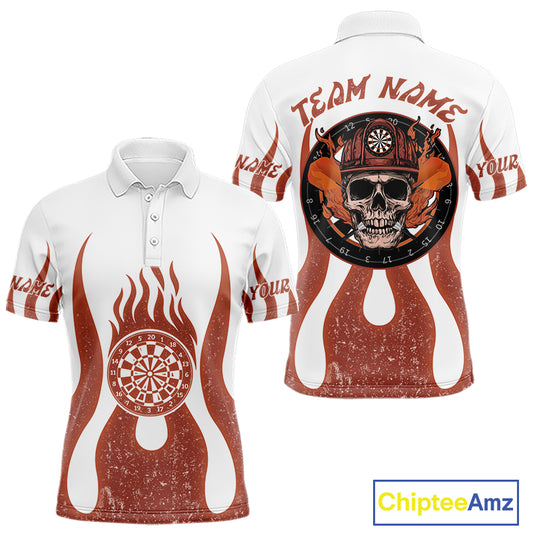 Skull Firefighter Orange-White Custom Flame Dart Shirt For Men, Dart Team Jerseys NYN0230