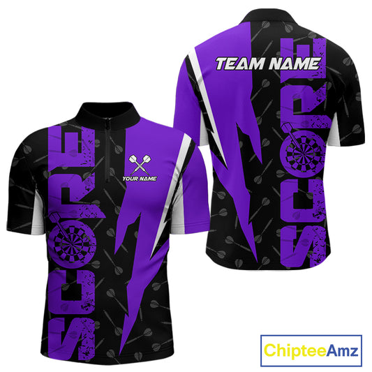 Purple Score Dartboard Grunge Darts Shirt For Men - Custom Name & Team Jersey NYN0613