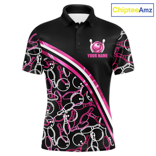 Men's holographic bowling polo, custom bowling league jersey, reflective bowling apparel