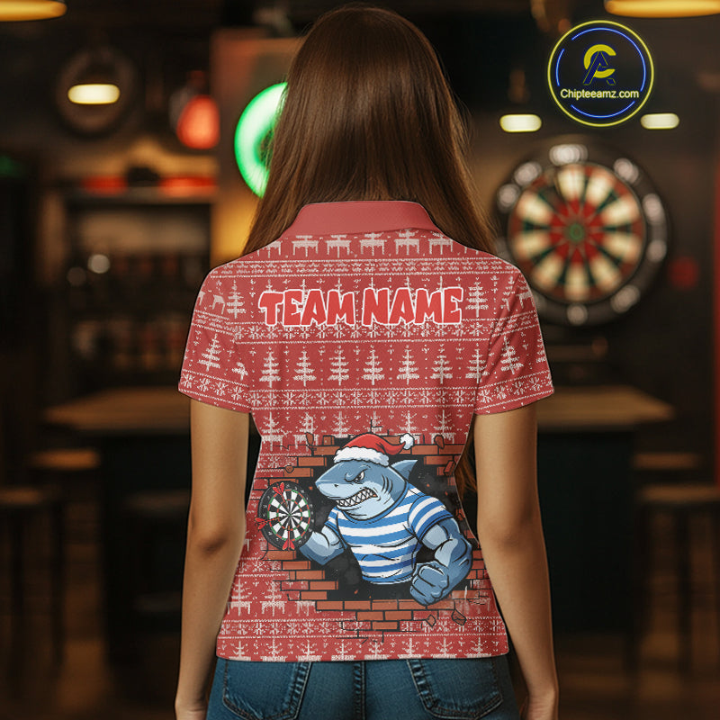 Funny Shark Dartboard Christmas Women Darts Polo Shirt Custom Xmas Dart Jerseys NYN1851