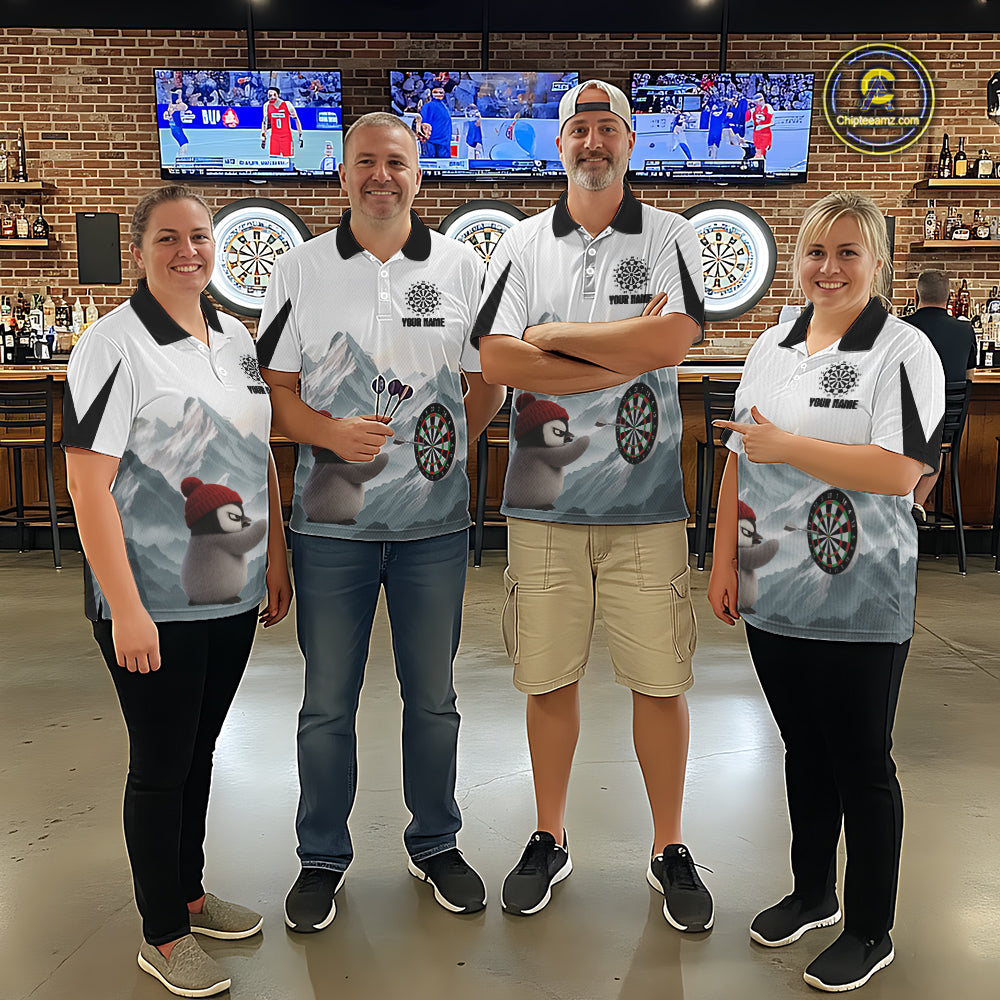 Cold Fierce Penguin Duo Play Darts Men Darts 1/4-Zip Shirt Personalized Name For Darters NYN2356