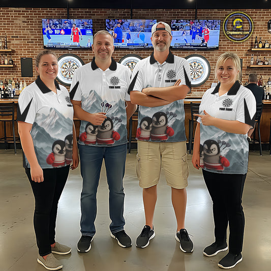 Boxing Fierce Penguin Duo Couple Women Darts 1/4-Zip Shirt Custom Funny Dart Team Jerseys NYN2357