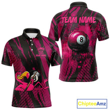 Load image into Gallery viewer, Funny Flamingo Pool Men's Billiard Team Shirts Custom Pink Grunge 8 Ball Billiard Attire NYN2363