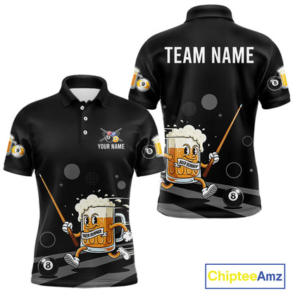 Funny Beer Play Pool 8 Ball Men's Billiard Team Shirt Custom Billiard Polo & 1/4 Zip Attire NYN2364