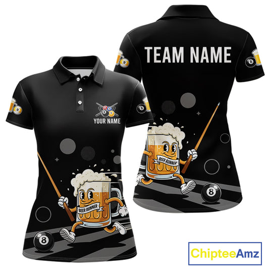 Funny Beer Play Pool 8 Ball Women's Billiard Team Shirt Custom Billiard Polo & 1/4 Zip Attire NYN2364