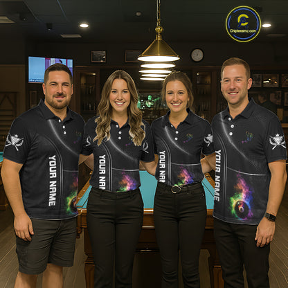 Personalized Colorful Smoke 8 Ball Women Billiard Polo & 1/4 Zip Shirt Pool Billiard Apparel NYN2370