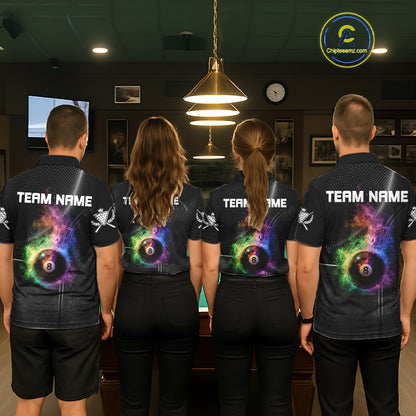 Personalized Colorful Smoke 8 Ball Women Billiard Polo & 1/4 Zip Shirt Pool Billiard Apparel NYN2370