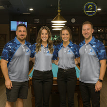 Load image into Gallery viewer, Blue Camouflage 8 Ball Pool Polo &amp; 1/4-Zip Shirt Custom Billiard Shirts For Women Billiard Team Attire NYN2979