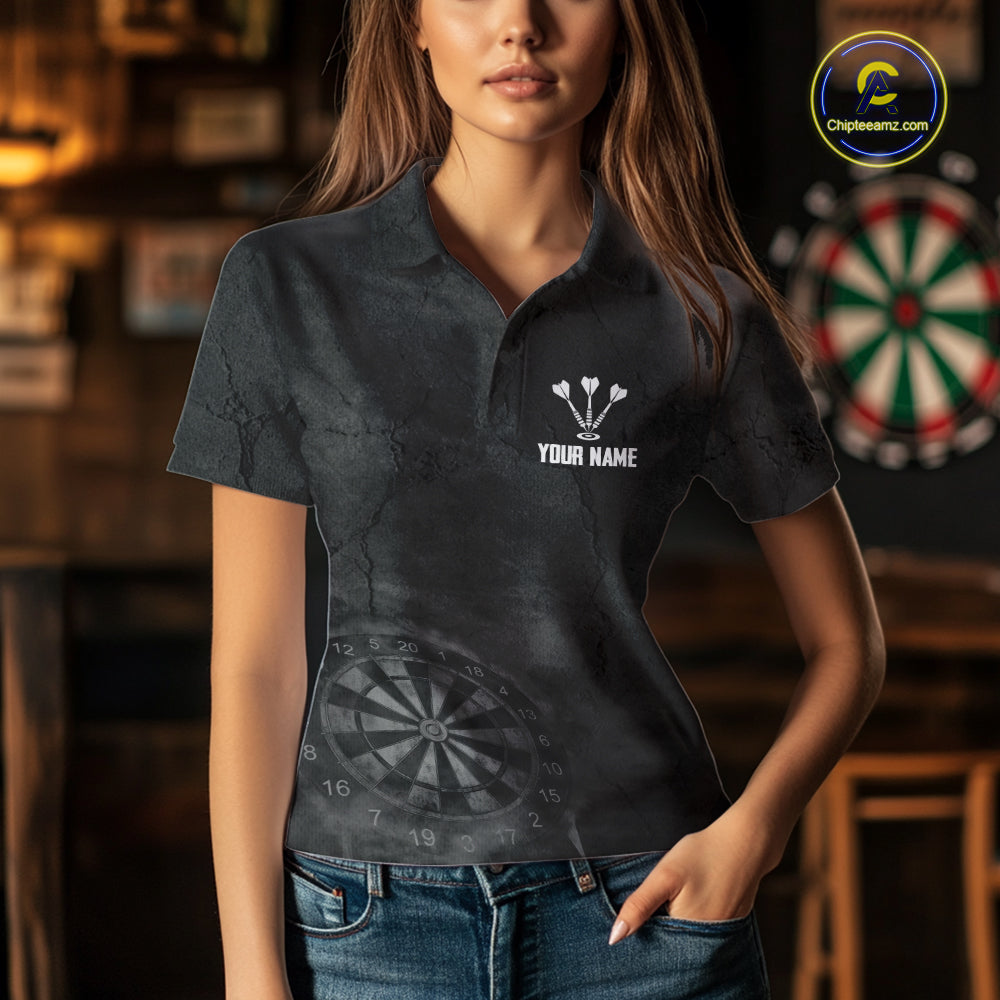 Custom Dragon Darts Shirt For Women With Cracked Stone, Dragon Grey Smoke Darts Team Jersey NYN3946