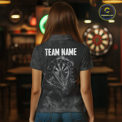 Custom Dragon Darts Shirt For Women With Cracked Stone, Dragon Grey Smoke Darts Team Jersey NYN3946