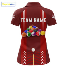 Load image into Gallery viewer, Personalized Red Ball Billiard  Polo &amp; 1/4 Zip Shirt For Women Custom Pool Team Shirt Billiard Jersey NYN2981