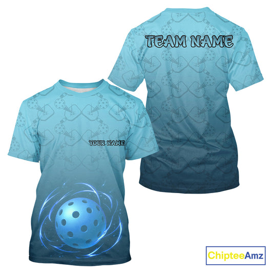 Custom Lightning Blue Pickleball Ball T-Shirt For Men Outfits Pickleball Team Shirt NYN0933