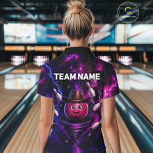 Load image into Gallery viewer, Funny Cowboy Bowling Ball Shirts For Women Custom Galaxy Tornado Bowling Team Jerseys NYN3414