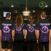 Load image into Gallery viewer, Purple Flames Smoke 8 Ball Pool Men Billiard Polo &amp; 1/4-Zip Attire Custom Billiard Shirt Designs NYN2409