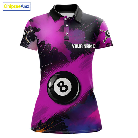 Grunge Paint Splatter Pink Ball 8 Billiard Shirts For Women Personalized Billiard Attire Gifts NYN2789