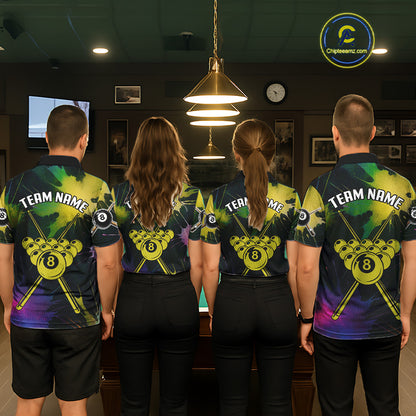 Grunge Paint Splatter Yellow Ball 8 Billiard Shirts For Women Personalized Billiard Attire Gifts NYN2790