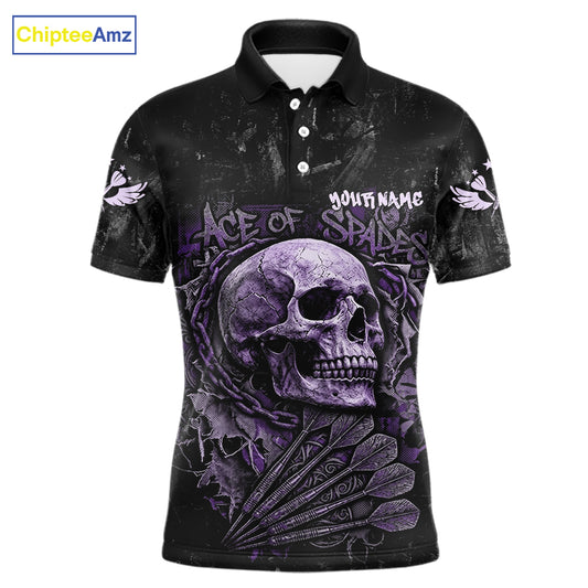 Purple Graffiti Grunge Skull Darts Shirt For Men Custom Name & Team Skull Dart Outfit Jerseys NYN3987