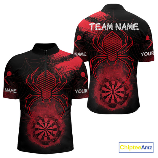 Red Spider Men's Grunge Darts Shirt Smoke Dartboard - Custom Name For Darts Jersey NYN0469