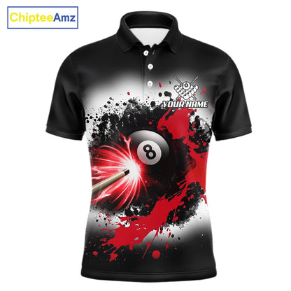 Lightning red billiard 8 ball and 9 ball shirt for men custom grunge pool team jersey
