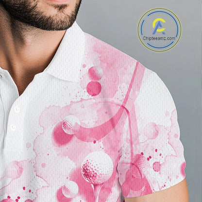 Pink Splatter Golf Ball & Clubs Team Apparel Mens Polo Shirts Custom Golf Shirt For Men NYN3996