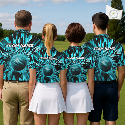 Icy Blue Geometric Mens Golf Polo Shirt Customize Golf Gifts For Men Golf Team Attire NYN4005