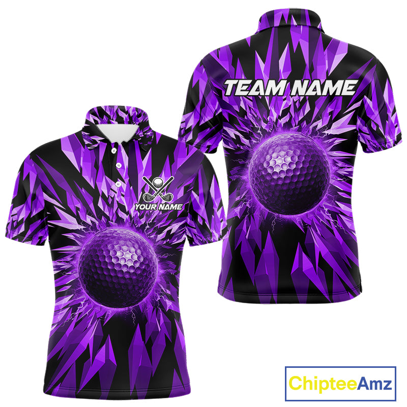 Icy Purple Geometric Mens Golf Polo Shirt Customize Golf Gifts For Men Golf Team Attire NYN4007