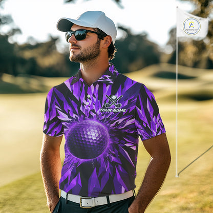 Icy Purple Geometric Mens Golf Polo Shirt Customize Golf Gifts For Men Golf Team Attire NYN4007