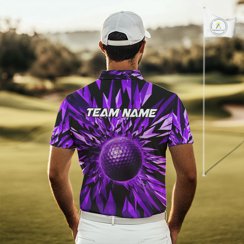 Icy Purple Geometric Mens Golf Polo Shirt Customize Golf Gifts For Men Golf Team Attire NYN4007