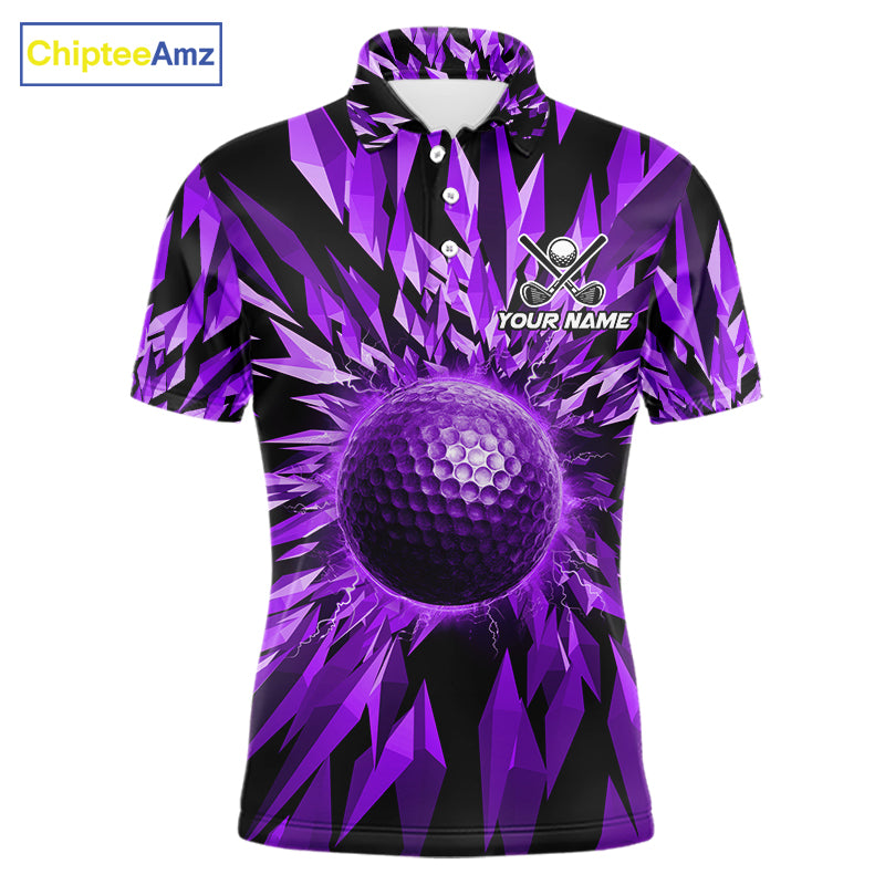 Icy Purple Geometric Mens Golf Polo Shirt Customize Golf Gifts For Men Golf Team Attire NYN4007